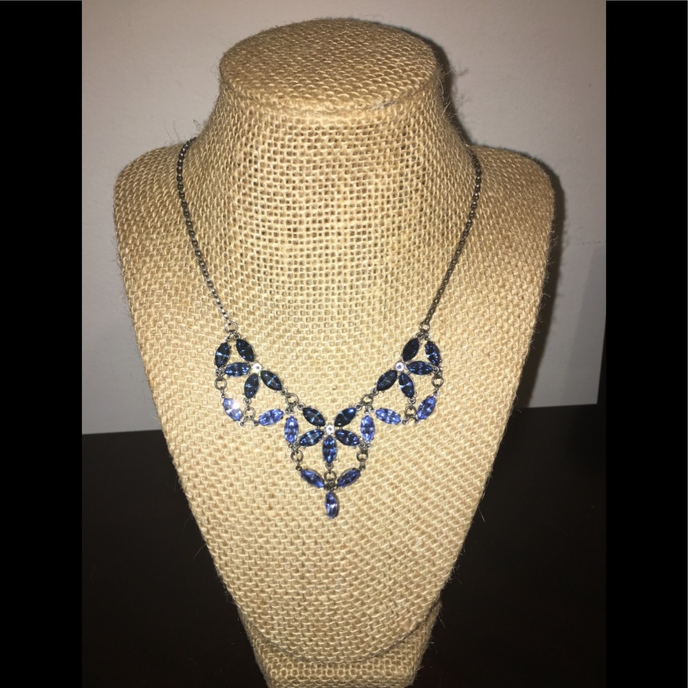 Midnight Blues Bib Necklace-Swarovski Crystal